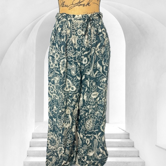 Vintage Linen Giorgio Armani Le Collezioni green floral paisley high rise pants - Picture 3 of 5